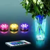 Bröllopsfest dekoration Submersible LED Night Light Remote Controlled Battery Operated RGB Multi-Colors Lights