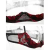 Red Embroidery Lace Bra Panty Lingerie Sexy Underwear Woman Open Crotch Panties Thin Cup Flower Set Lenceria Encaje