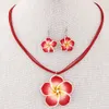 Mode doux et riche fleurs cire corde tempérament collier boucles d'oreilles ensemble collier ensemble