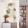 새로운 중국 스타일 베란다 로즈 골드 살구 잎 빛 럭셔리 식물 단철 벽 장식 통로 크리 에이 티브 벽 장식 210414