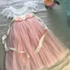 Girls Lolita Lace Long Dress for Kids Straight Tulle Princess Vestido Sashes Flowers Teens 's Wedding Clothing 210529