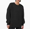 Yogakläder Oversized dam huvtröjor Kort rundhalsad tröja Hög elastisk Lös Sport Yoga Fitness långärmad crop top Sweatshirts