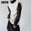 IEFB mode coréenne polyvalent tricoté gilet sans manches Double manchette Kintwear hauts blanc casual Chic vêtements mâle 9Y8281 211102