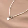 Trustdavis Luxury 925 Sterling Silver Fashion Freshwater Pearl Geometric Hexagon Halsband för kvinnor Mors dag Smycken DB343