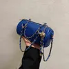 Sacos de compras bolsas e bolsas de luxo designer de desenhista verão moda das mulheres para a mão marinho azul lado 220303