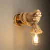 Retro Industrial Style Hemp Rope Wall Lamps Fixture Simple Creative Hand Shape Wall Light Corridor Aisle Indoor E27 Vanity