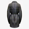 Grefling Women Shirt Blus Vintage Plaid Skjortor Långa Kvinnor Skjorta Bandage Långärmad Designerskjorta Kvinnor Casual Topp Plus Storlek 210715