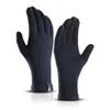 Fingerless Gloves Knitted Acrylic Winter Warm Screen Touchable Mittens Wool-Knitting Solid Thick Soft Luvas Plush Guantes