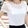 Women Clothing Chiffon Blouse Lace Crochet Female Korean Shirts Ladies Blusas Tops Shirt White Blouses slim fit 210607