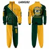Chándal de hombres Juegos verdes Packers Packers 3D Print Zip Up Sudadera sudadera Sudadera Fitness Jogging Sweetpants Calidad Sports Uniform Set