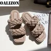 Lady Flip Flops Knitting Casual Plataforma Plana Aberto Toe Slides Sandal Chinelos Sapatos