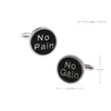 Charakter-Manschettenknöpfe, 3 Paare/Los, schwarz, neuartiges „No Pain No Gain“-Design, Kupfermaterial-Manschettenknopf, Großhandel