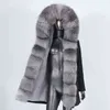 BluessFair Wodoodporna Długa Park Prawdziwy Fur Coat Natural Fur Collar Hood Outerwear Kurtki Zimowa Kobiety Ciepłe Streetwear 211204