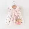 Kawaii småbarn spädbarn baby flickor marin krage sommar klänning ärmlös jordgubb prickad baby klänning avslappnad daglig prinsessa klänning q0716