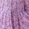 Johnature vintage print vrouwen jurk lente v-hals driekwart mouw vrouwen kleding losse katoenen linnen dames jurken 210521