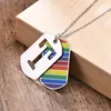 Collier de fierté gay rayé arc-en-ciel, collier double dog tag en acier inoxydable, collier de lettres, bijoux arc-en-ciel