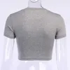 Colysmo Lettre T-shirt Femmes Pull O-Cou À Manches Courtes Tops Été Casual T-shirt Activewear Gris Streetwear 210527