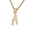 AZ Gold Color Baguette Initials Letters Hip Hop Pendant Bling Zirconia Men039s Women Necklace Chain Rock Jewelry6859578