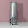 Lokalt lager 20oz sublimering Rak glitter Tumbler 25st Rostfritt stål Vattenflaska Termisk överföring Kaffe Kopp Dricka kopp Muggar med Clear Straw A02