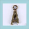 Jewelry Findings & Components Jewelry Fashion Antique Sier Copper Plated Metal Alloy Selling A-Z Alphabet Letter A Charms Floating269R