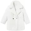 Lautaro Winter Warm White Faux Fur Coat Kvinnor Långärmad Lapel Dubbelbröst Lyxig Elegant Fluffig Fake Kanin Fur Blazers 210927