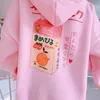 Fashion Cute Cartoon Gedrukt Terug Velvet Dikke Lange Mouw Vrouw Sweatshirts 210803