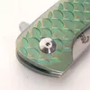 Versione personalizzata limitata Coltelli Barker Dragon Scale Hokkaido Flipper Coltello pieghevole in titanio verde Lama affilata M390 Strumenti tattici da campeggio all'aperto Bella tasca EDC