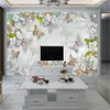 Papier peint floral personnalisé 3D papillon fleur perle magnifique salon chambre fond de mur décoration murale peint mural-revêtement mural