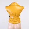 Asia en cuir gilet avec ceinture en dentelle de support de support Collier de couleur unie courbée