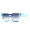 Explosive style sunglasses with rice nails European and American street style net red model women square sunglasses