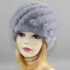 Kış Kadın Rex Tavşan Kürk Şapka Sevimli Bayanlar Sıcak Kapaklar 100% Doğal Kürk Şapka Moda Headdress 211119