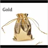 Sacchetti Borse Confezione Espositore Gioielli Drop Delivery 2021 Tono oro Raso Organza Bomboniera Bomboniera Borsa regalo con cordoncino 5X