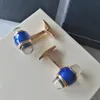 Erkekler için L-M32 Tasarımcı Kol Düğmeleri Fransız Gömlek Kol Düğmeleri Mavi reçine Lüks Tasarım Yüksek Kalite üst hediye
