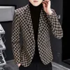 가을 겨울 남성 정장 재킷 새로운 럭셔리 패션 성격 정장 맞는 레저 컴포트 클래식 격자 무늬 영국 패션 블레이저 코트
