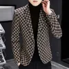 Doudoune Automne Hiver Hommes Costume Coach Veste Nouveau Luxe Mode Personnalité Costume Fit Loisirs Confort Classique Plaid Britannique Mode Blazer Manteau