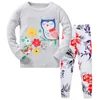 Bebek Kız İlkbahar Sonbahar Giyim Pijama Baykuş Çiçekler Baskı Sevimli Infantil Çocuk Pijama Giyim Seti Pamuk Çocuk Pijamas 210529