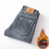 Homens de inverno lã quente jeans clássico estilo negócio casual regular fit engrossar estiramento calças jeans calças de marca masculina 211111