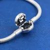 925 Sterling Silver Snake Chain Bracelet with Halo Clasp Fits For European Bracelets Charms and Beads