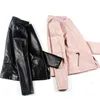 Kvinnor Biker Jackor Vår Höst Slim Långärmad Zipper Moto Style Black Coats Ladies Plus Storlek Faux Läder 210525