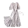 Bohemian Floral Chiffon Kleid Frauen Sommer Böhmischen Blumen Drucken Urlaub Strand Midi Kleider Elegante Vestido 2020 Neue Robe Mujer Y0603