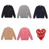 Men's Sweaters PLAY Spring Autumn Men Women Embroidered Overlapping Double Hearts V-neck Long Sleeve Buttoned Cotton Coat Loose Couple Sweat