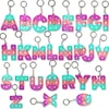 55％OFF 26文字の数字感覚フィジットキーリングのアルファベットの形をプッシュポッパーボードキーホルダーフィンガーパズルチャームタイのDY