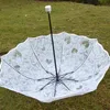 White Transparent Folding Umbrella Rain Women Waterproof Plastic Clear Lace Wedding Parasol Women 8 Ribs Activity Umbrellas 210401