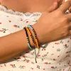 Beaded Strands Retro Necklace för kvinnor med flerfärgad rispärla Etnisk sömnad Enkel imitation Kristallflätad dragskoarmband inte