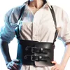 Mode Läder Kvinnor Bröstbälte Goth Bra Harness Strap Suspender Punk Corset Wide Waist Belts Femme Body Belts Q0625