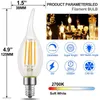 2022 Nowy 110V / 220 V Ściemniany LED Candelabra Bulb CA11 C35 Kształt Płomień Wskazówka Styl 60w Odpowiednik E12 E14 Podstawa 4W 6W LED Edison Żarówki