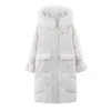 Vintage Women Thick Warm X-Long Dwon Coats Snow Winter Fashion Ladies Elegant Real Fox Fur Jackets Girls Chic Parkas Cute 210427