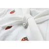 [EAM] Stickning Vit Broderi Sweater Loose Bow Neck Half Puff Sleeve Kvinnor Pullovers Fashion Spring Höst 1DD7833 21512