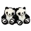 Ours en peluche femmes en peluche pantoufles dessin animé mignon ours maison pantoufle intérieur fourrure fausse fourrure diapositives femme chaussures sandales 2021 Y0406