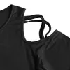 ビューティーサロンネイルアートマニキュアペディキュアTシャツの女性の緩い半袖女性のトップス肩の中空ティーX0628